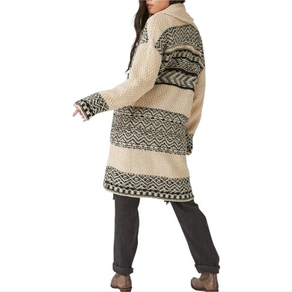 Lucky Brand Women's Fair Isle Print Coatigan Wool Cream &‎ Black Plus XXL NEW - Picture 11 of 12